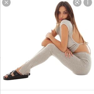 Are you am I cream knit leggings